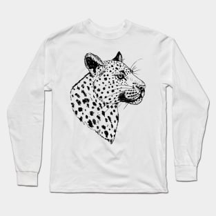 Black Leopard Head Long Sleeve T-Shirt